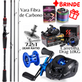 Vara Fibra de Carbono e Carretilha Drag 10kg Sougayilang