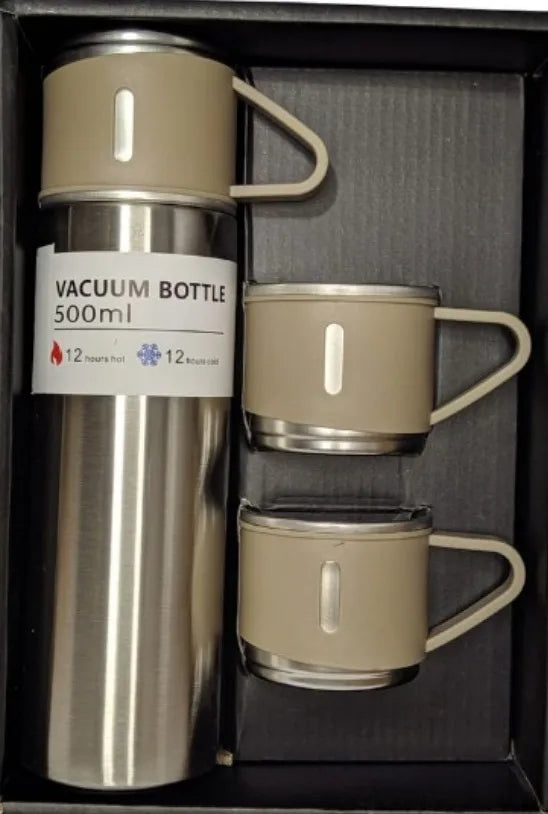 Conjunto Térmico a Vácuo em Aço Inox, Garrafa 500ml + 02 Xicaras