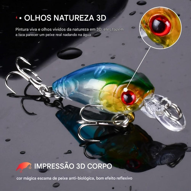 Kit 8 Iscas Artificiais Lure Crank Bait